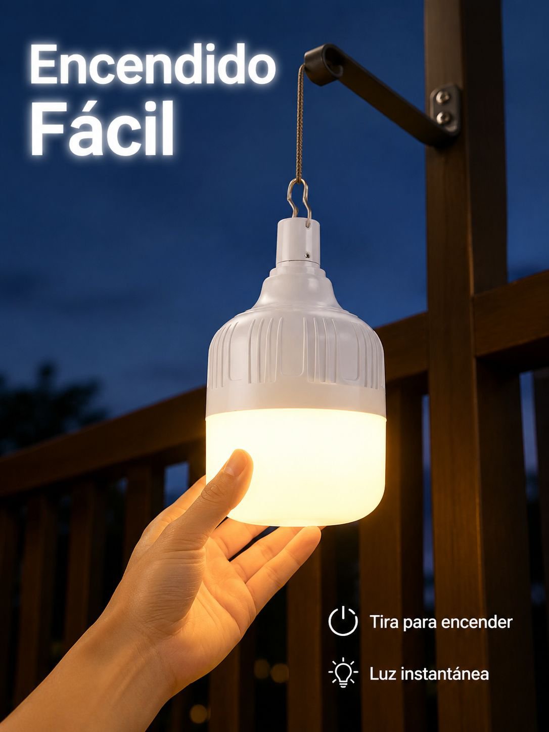 Luz colgante LED portátil para exteriores
