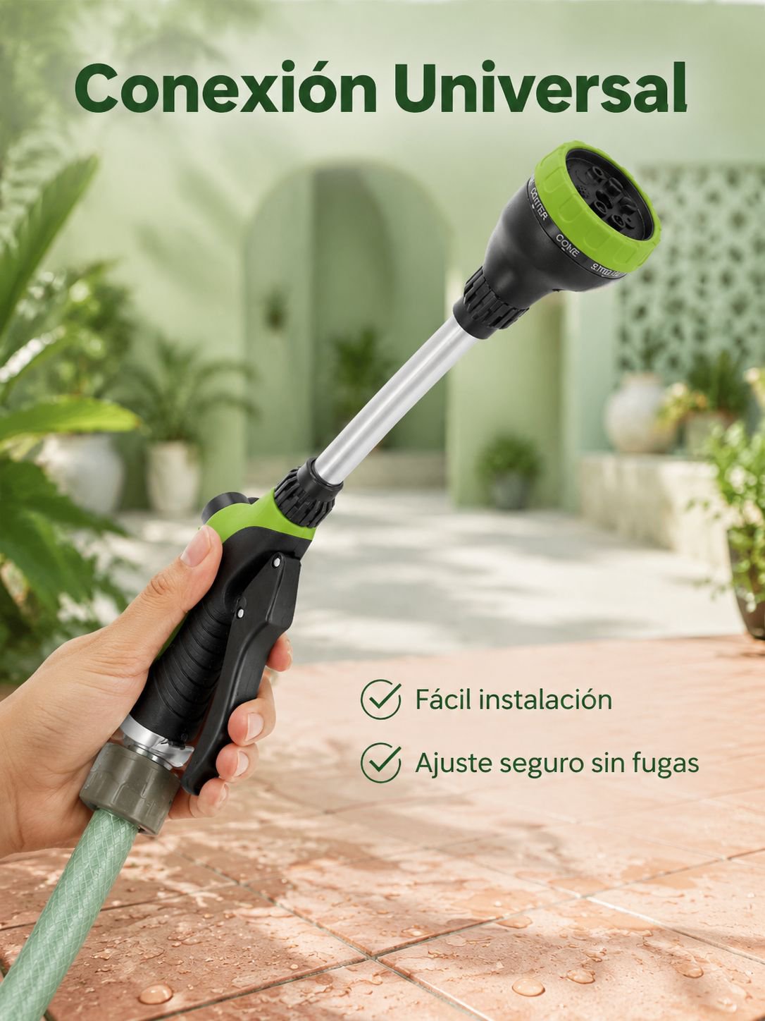 Pistola de riego multifuncional con boquilla ajustable