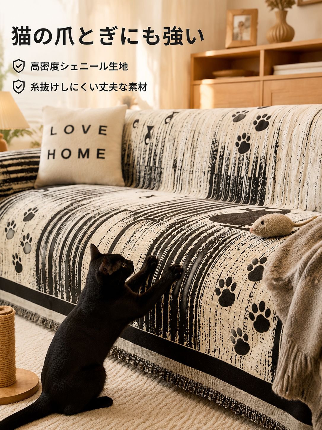 カトゥ・シニールの四季折々の猫つかみ防止ソファカバー