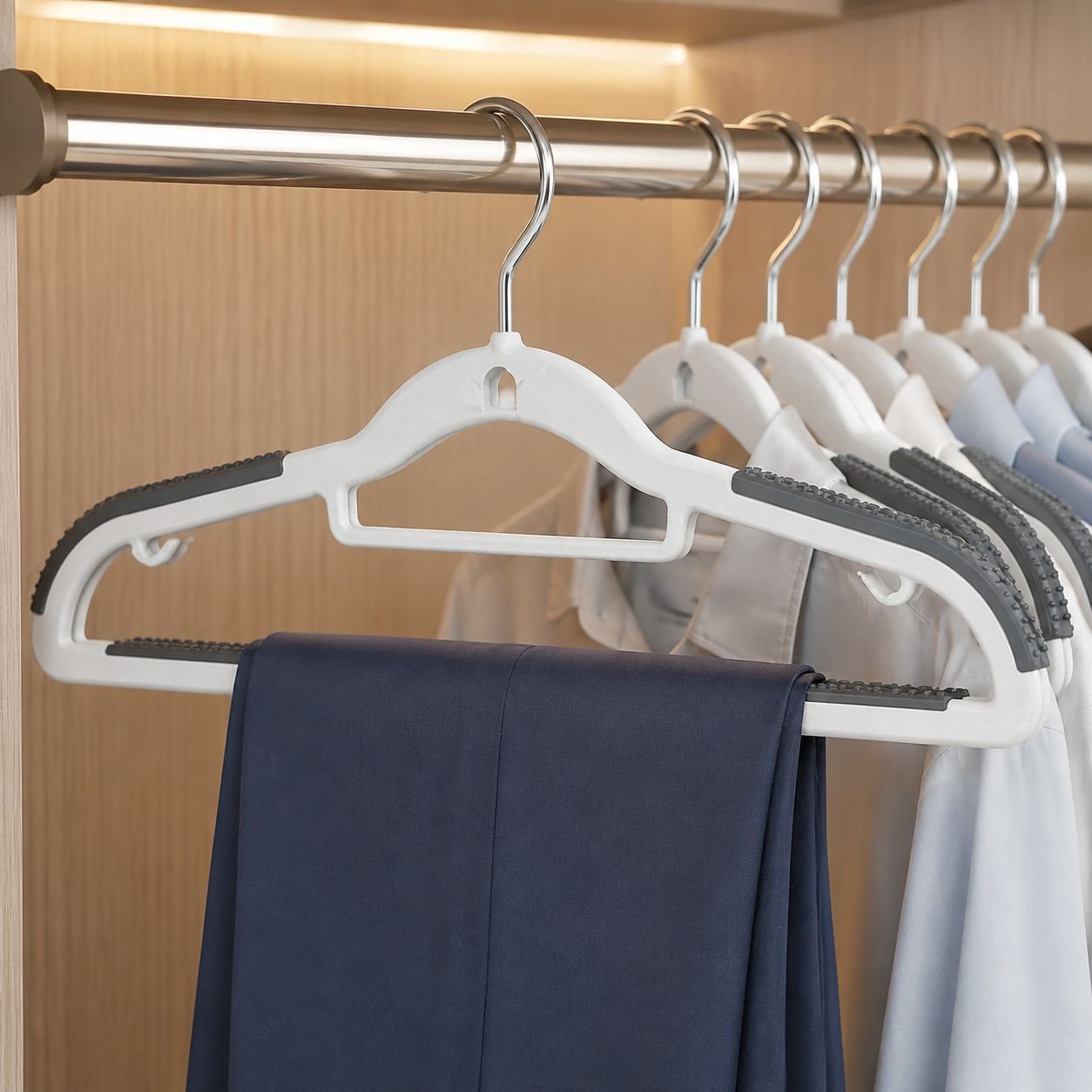 Stapelbarer, rutschfester Kleiderbügel mit Schulterstütze, geeignet für Haushalt und Balkon