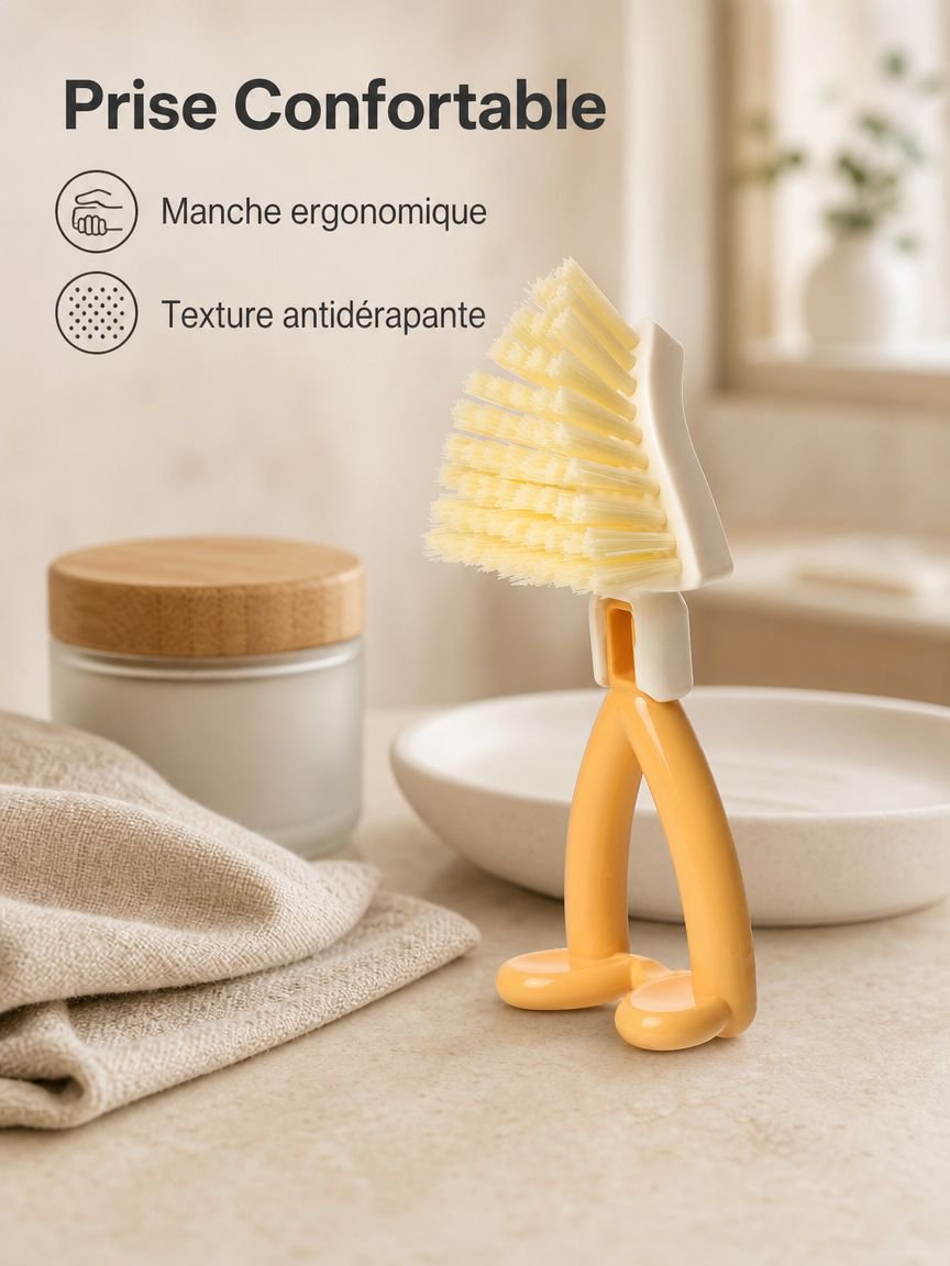 Brosse de nettoyage triangulaire pliable sans angle mort