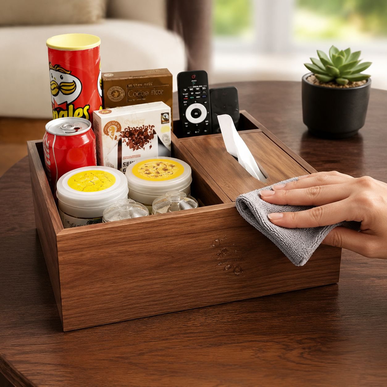 Remote control organizer coffee table for modern homes