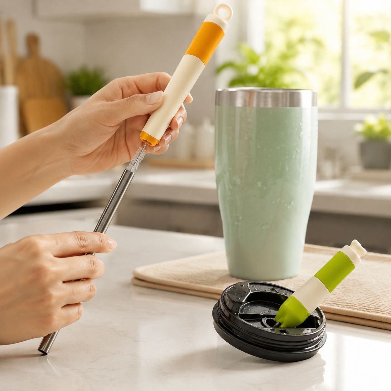 6-in-1 Bottle and Cup Brush, Multifunctional Portable Cleaning Tool