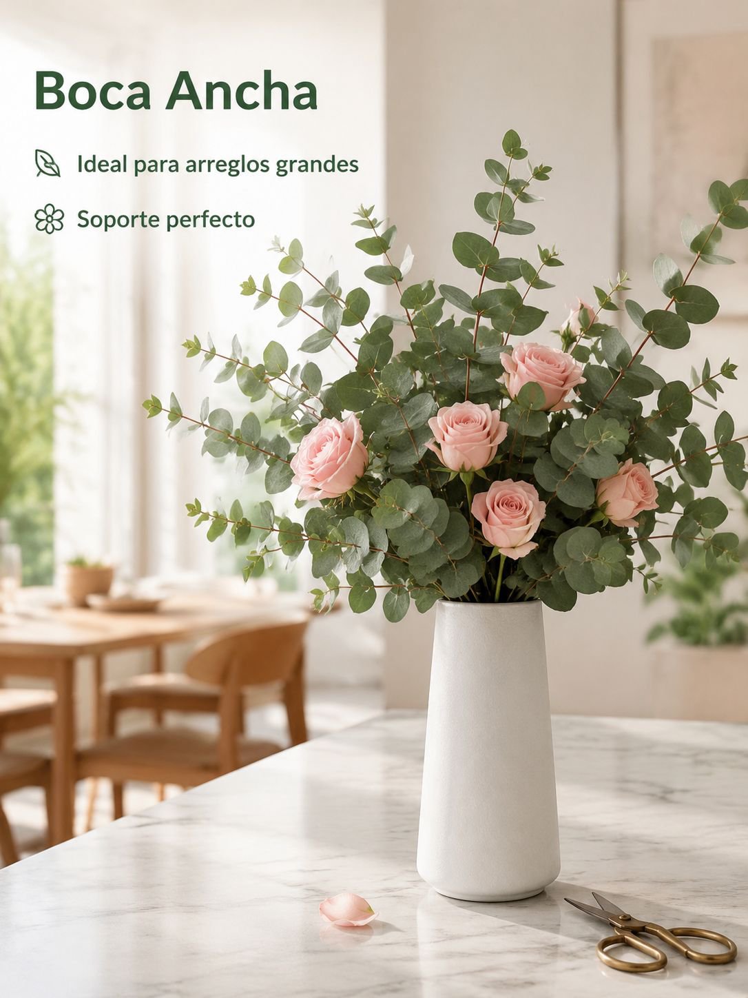 Florero de cerámica blanca sin esmaltar de apertura grande