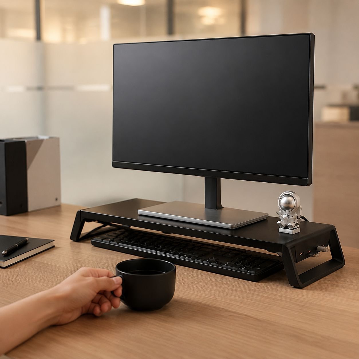 Ergonomischer Monitorständer mit USB-Anschlüssen