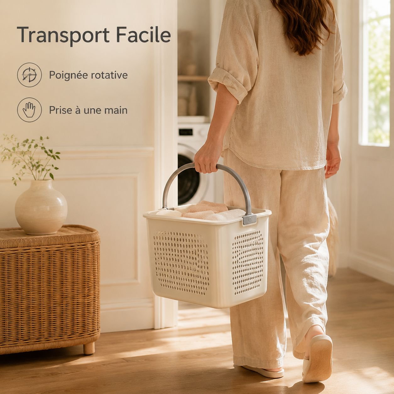 Panier à linge crème