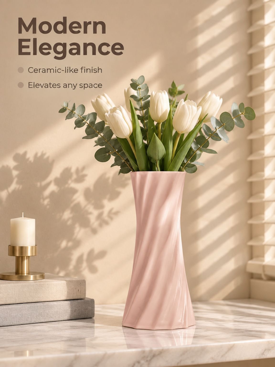 Modern minimalist plastic flower vase for home decor