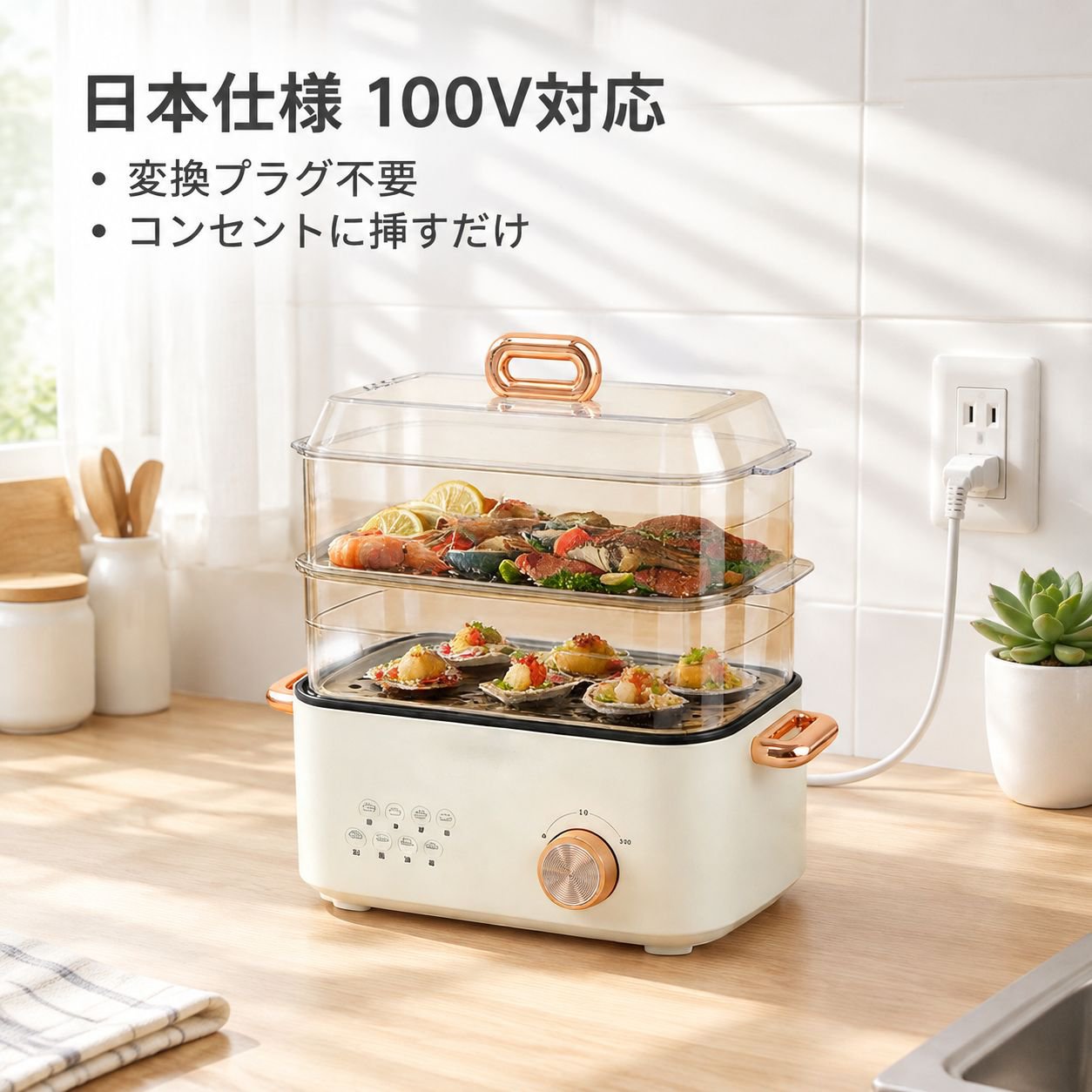 家庭用多機能電気蒸し器・大容量朝食マシン