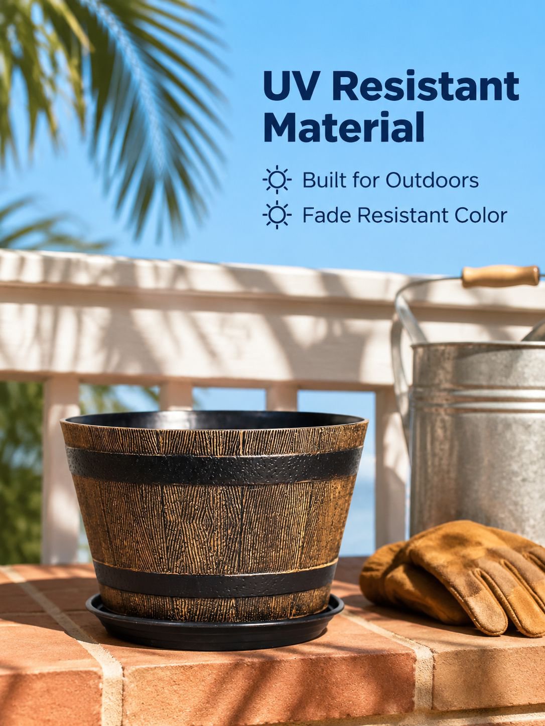 Thickened Wooden Barrel Flower Pot