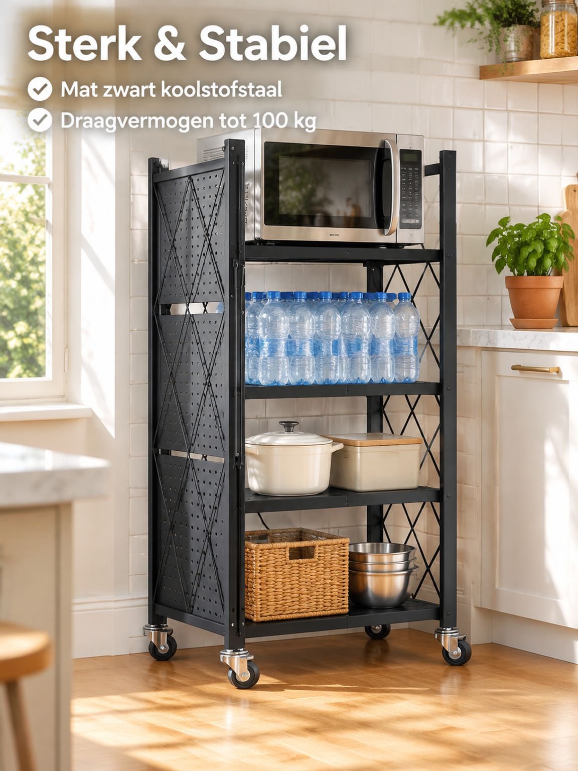 Opvouwbaar keukenrek zonder montage voor magnetron