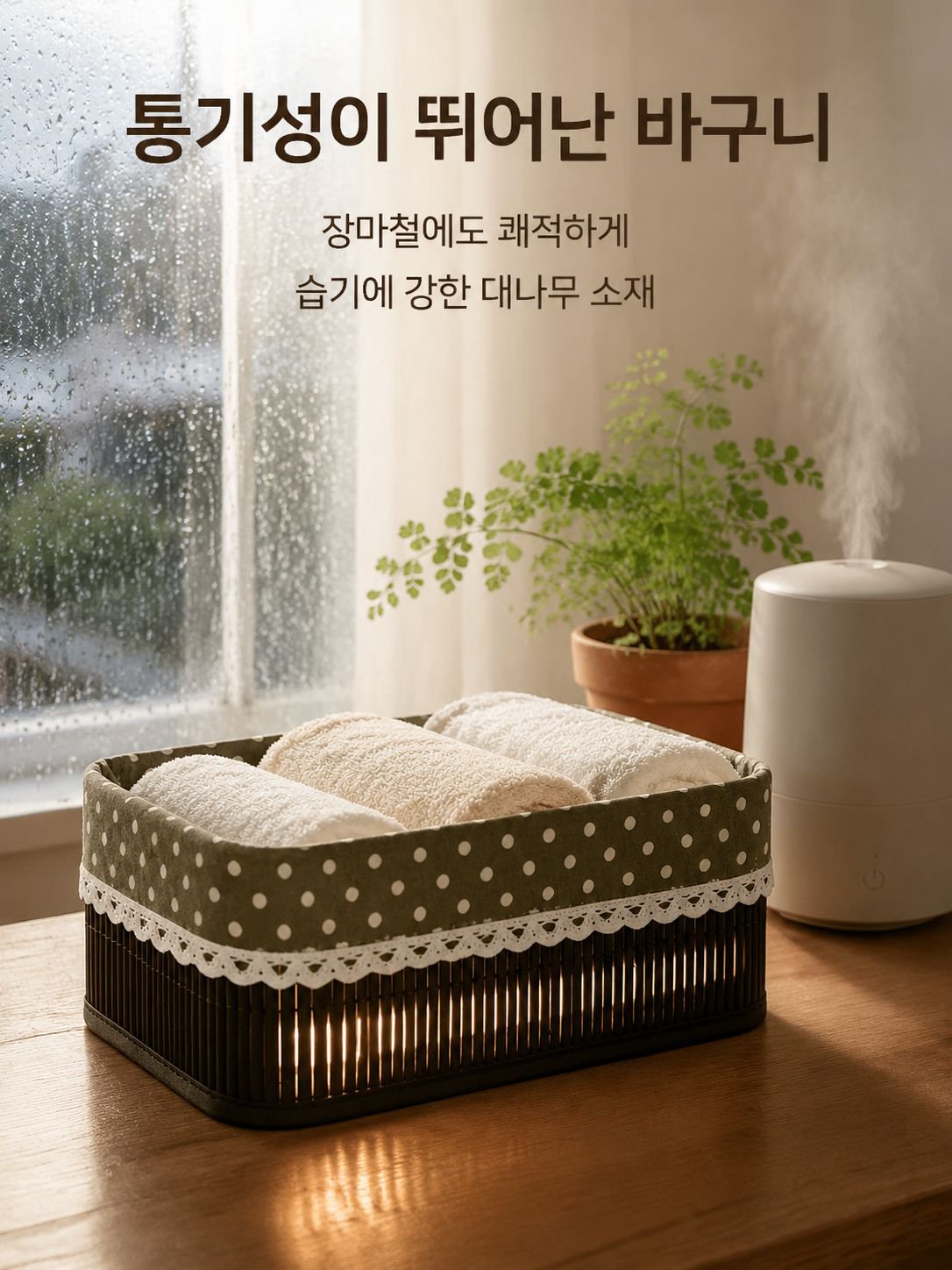 대나무 짜임 수납 바구니