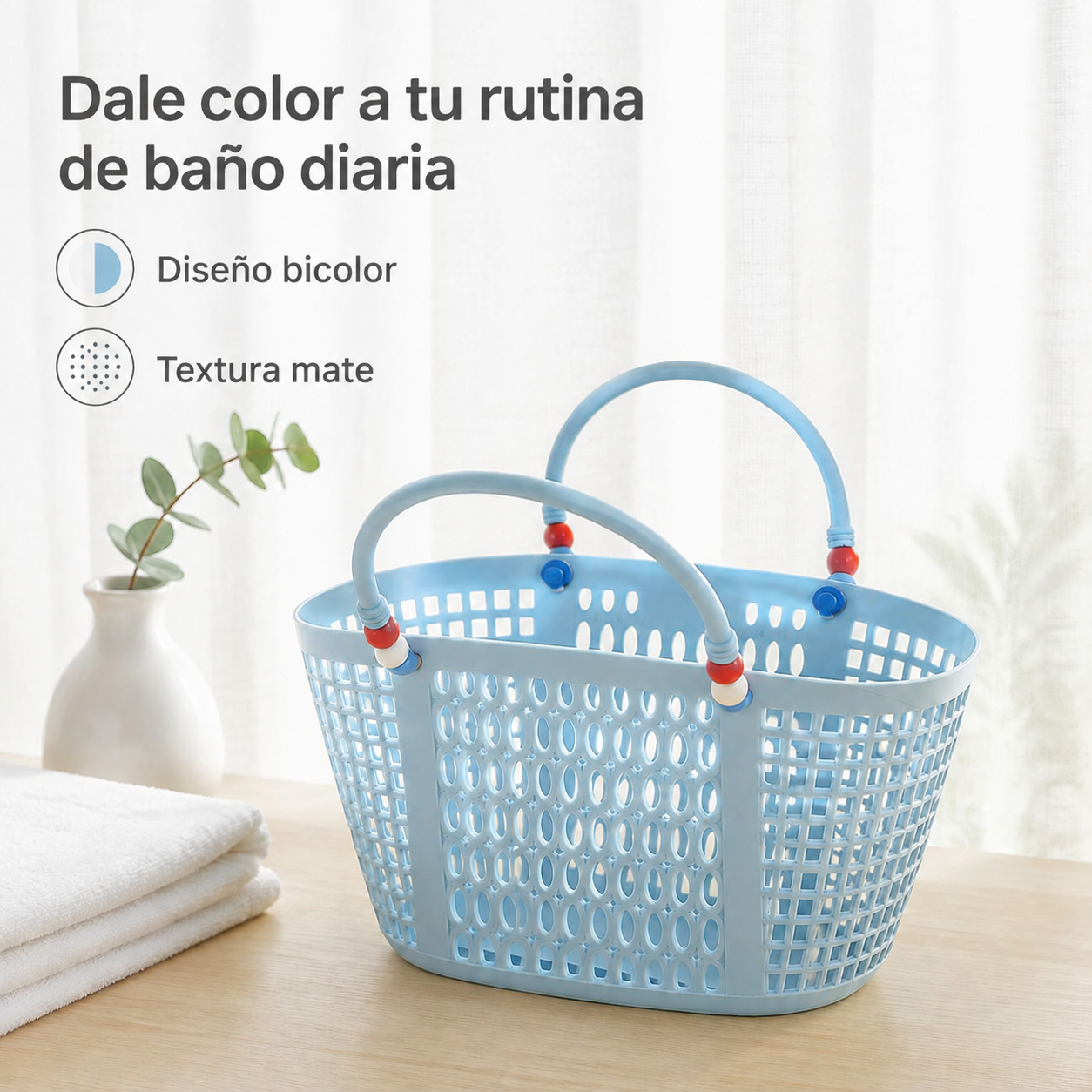 Cesta de natación de plástico con asa elegante