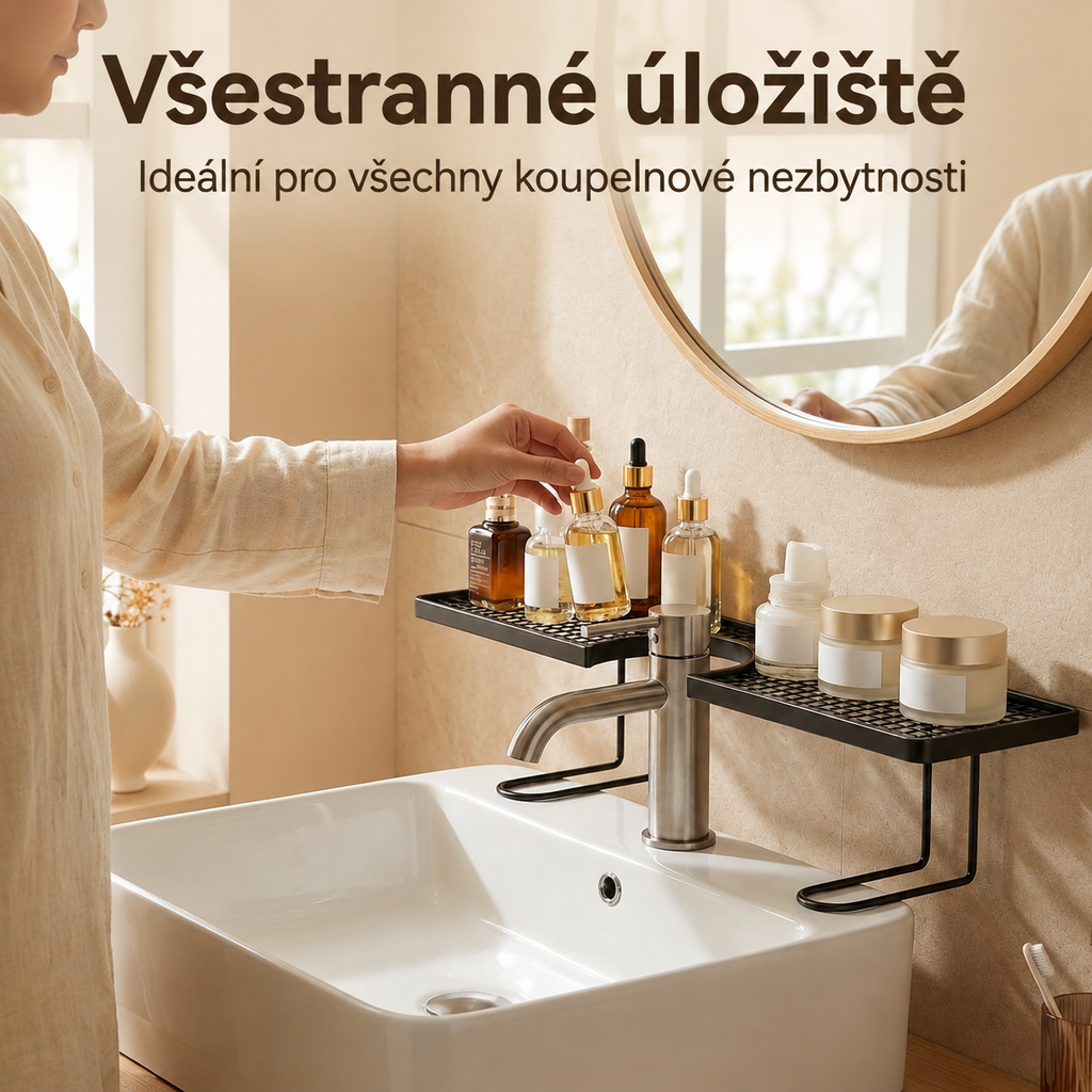 Odkapávací stojan na baterii dřezu a toaletní potřeby