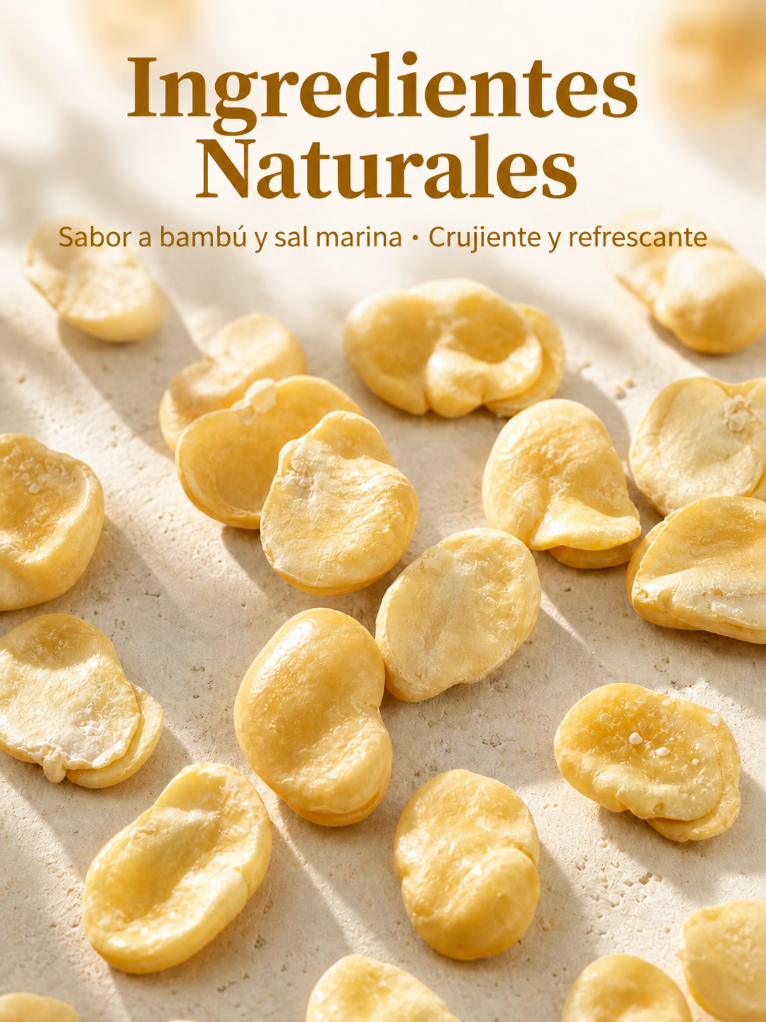 Detalle de habas saladas y crujientes
