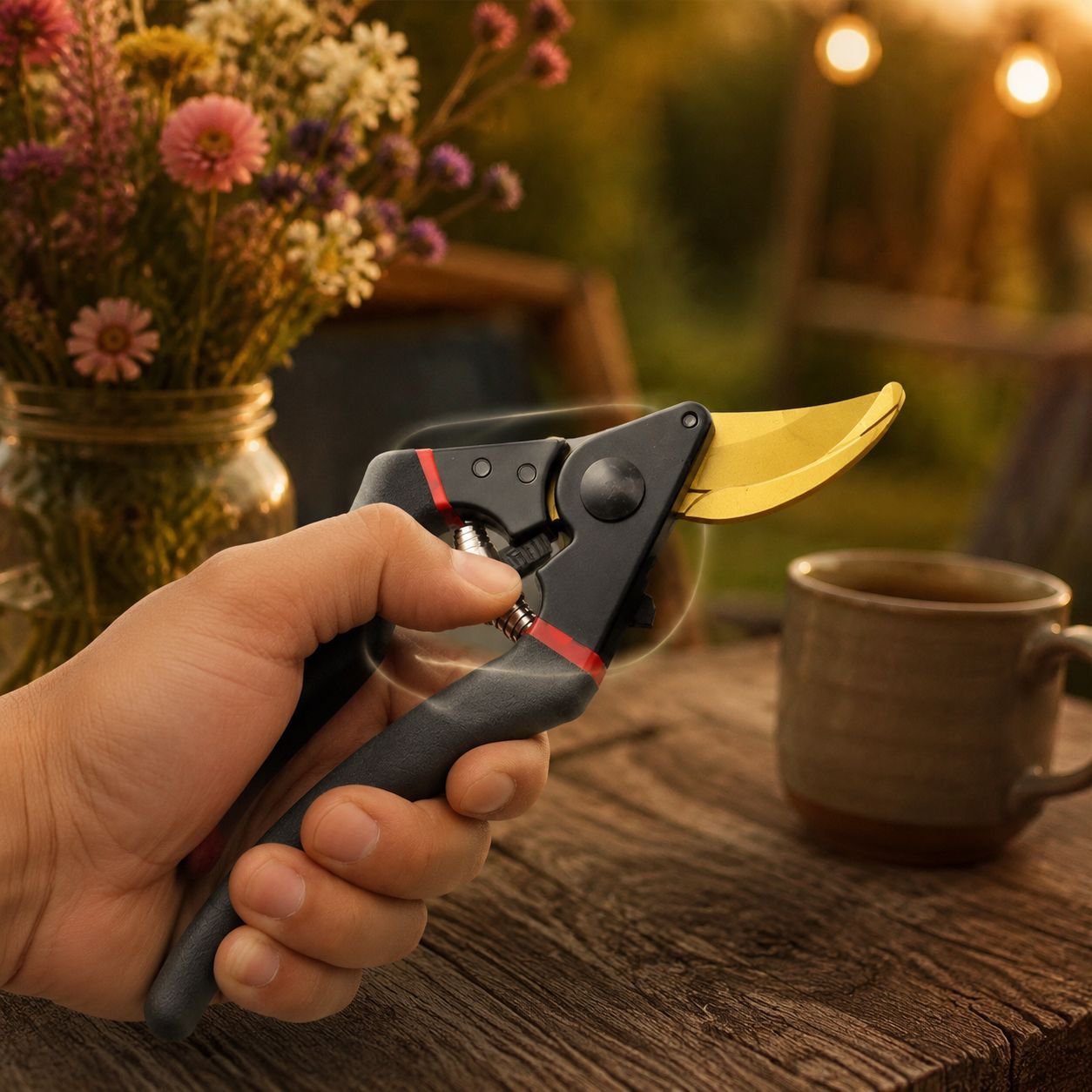 Garden pruning shears with thick branch shears