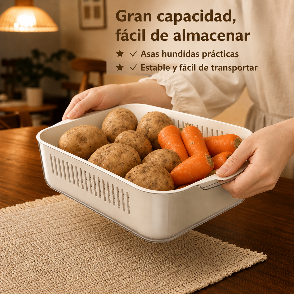 Cesta multifuncional de lavado y escurrido extragrande de doble capa