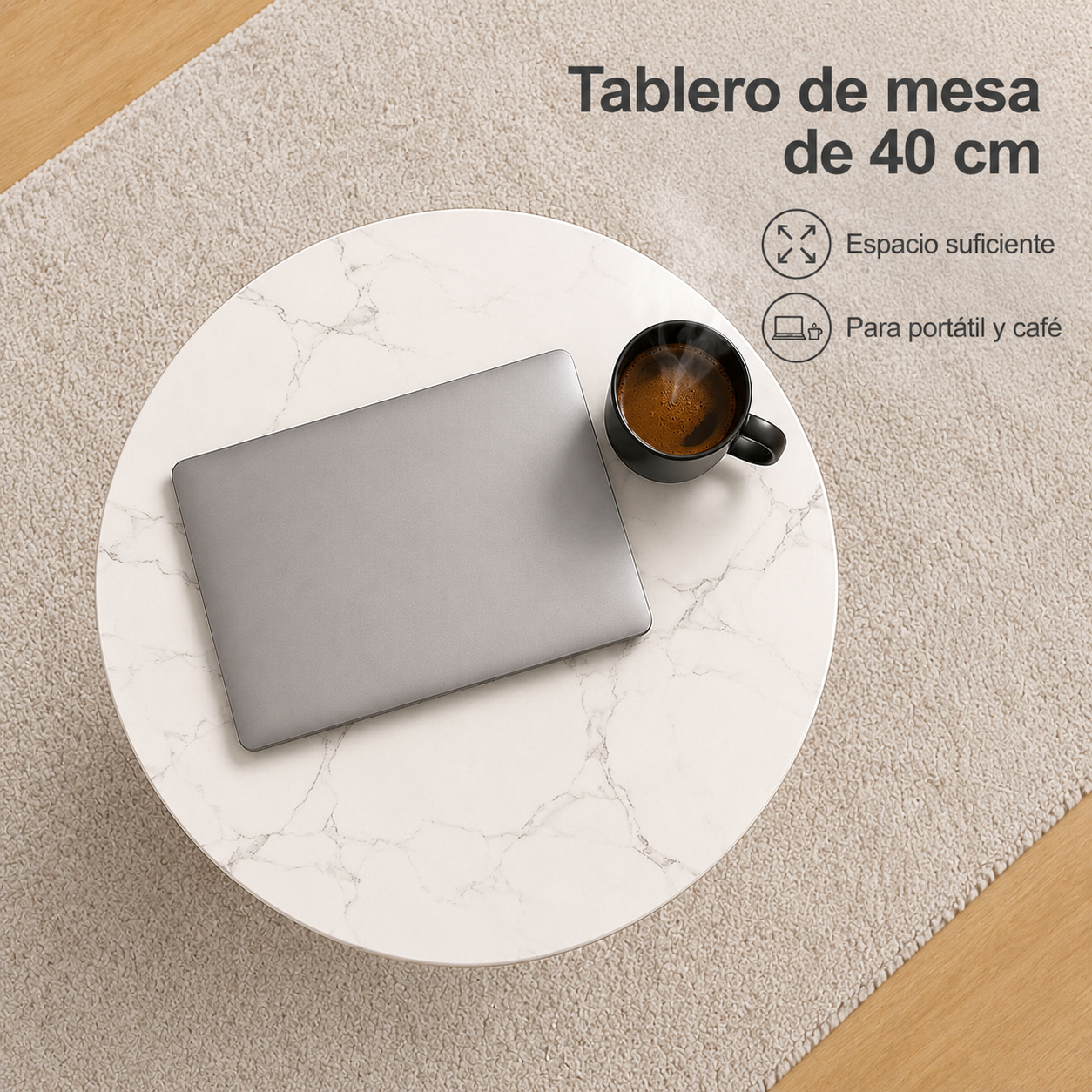 Mesa redonda multifuncional y sencilla, adecuada para sala de estar y dormitorio