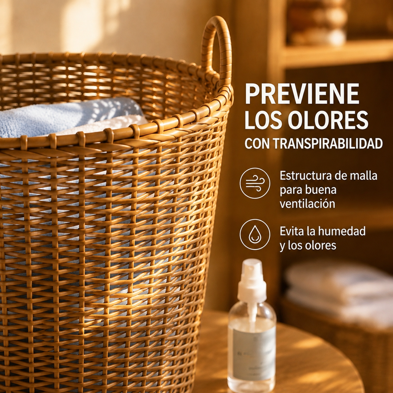 Cesta de lavandería elegante y lujosa