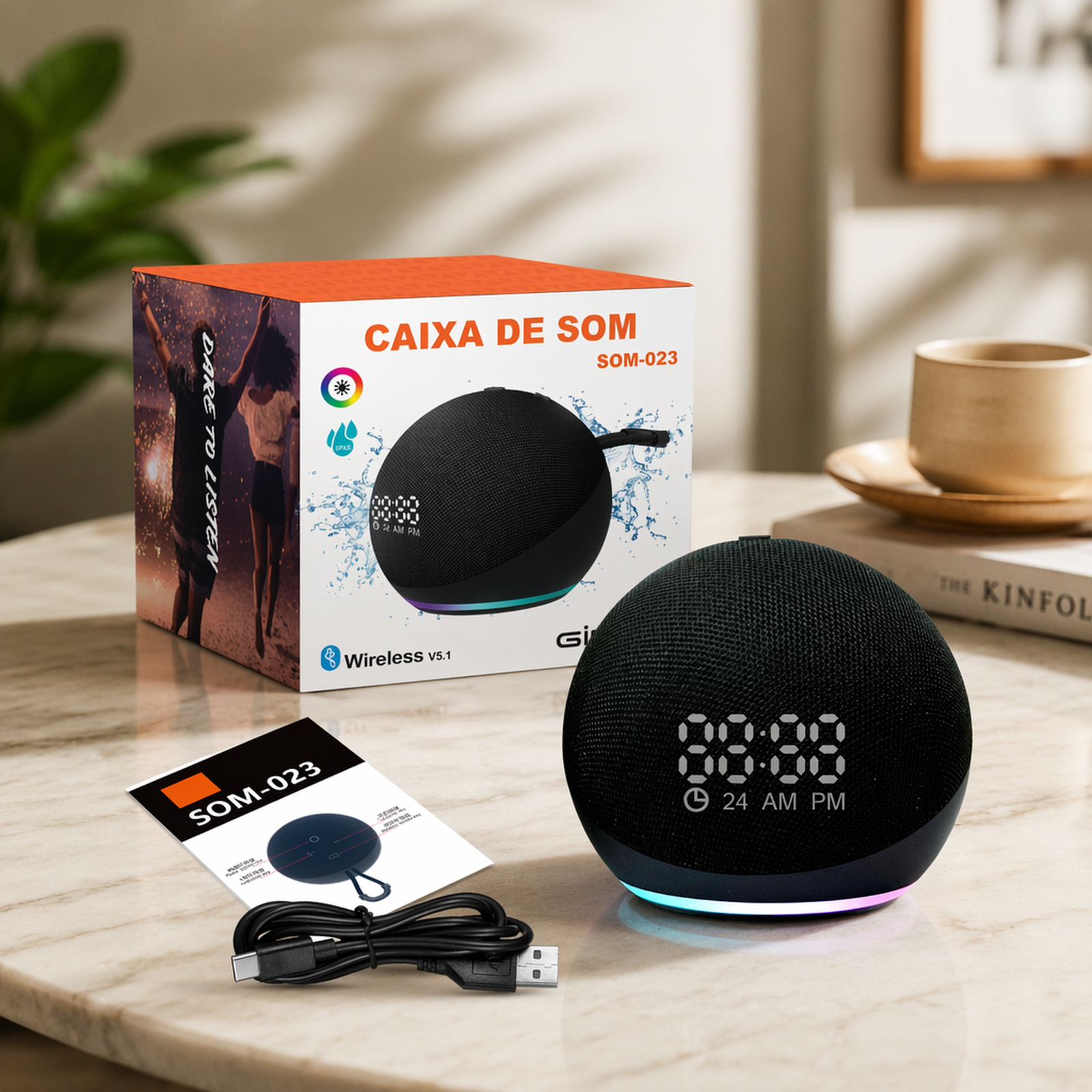 Cross-border best-selling alaxe clock Bluetooth speaker, fabric mini speaker with heavy subwoofer, d