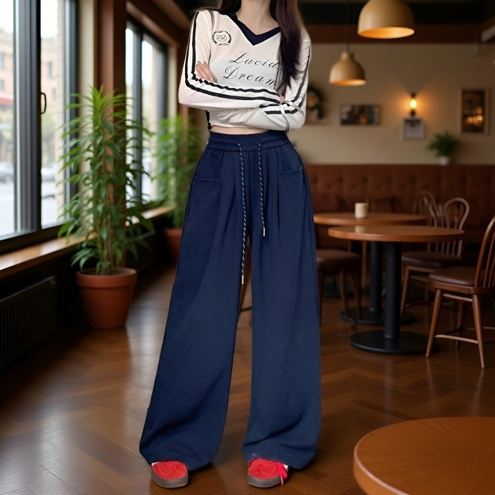 Jogging femme à taille élastique, tendance urbaine