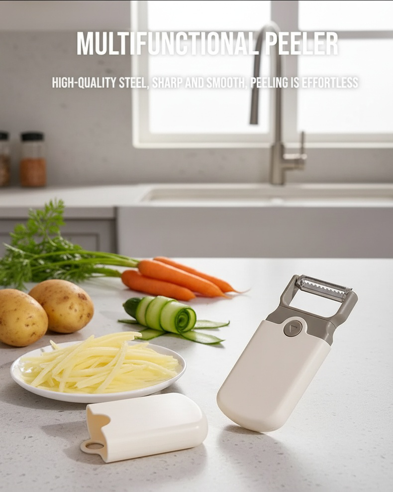 Stainless steel kitchen tool peeling carrots and potatoes