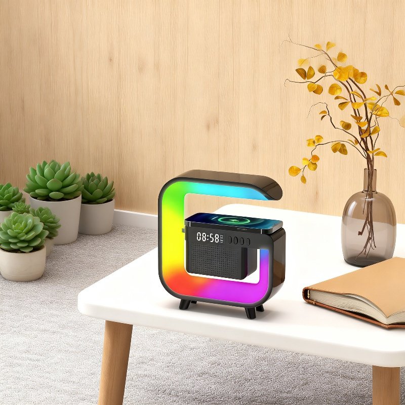 High Color Wireless Speaker Alarm Clock Night Light, Rechargeable for Household Use