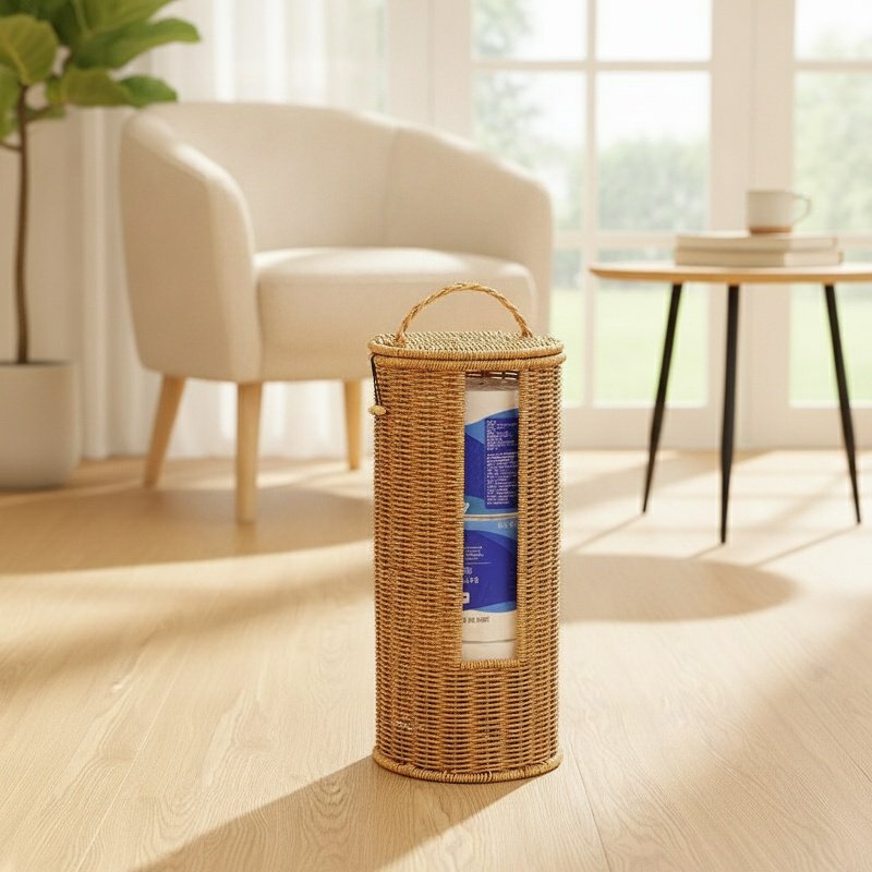 Eco-friendly rattan style storage bin for hotels