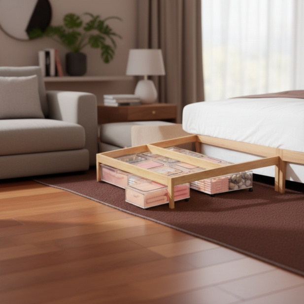 Boîte de rangement sous le lit avec roulettes et protection contre l'humidité