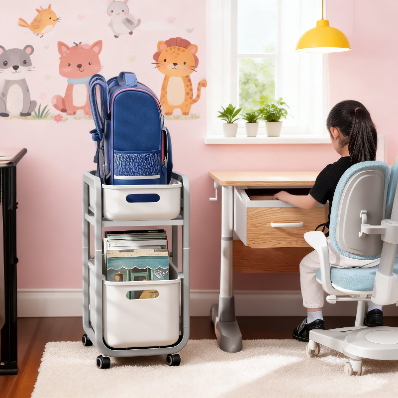 移動式ブックバッグ・お菓子・本収納ワゴン