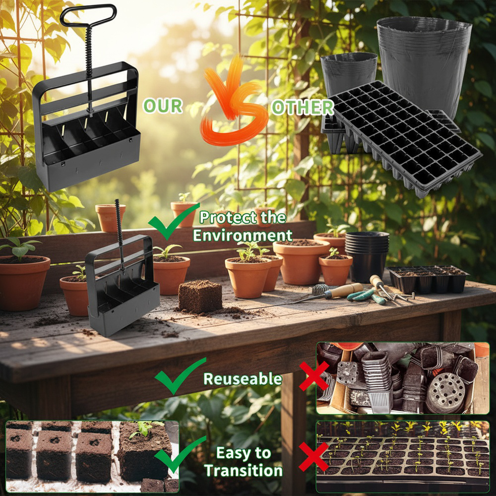 Handheld Seedling Nursery Potting Garden Garden Seeding Tools Manual Clod Maker Soil Blocker