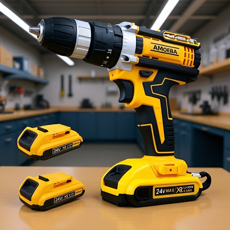 24V gelbes kabelloses Werkzeugset mit Akku-Bohrmaschine und Handwerkzeugen