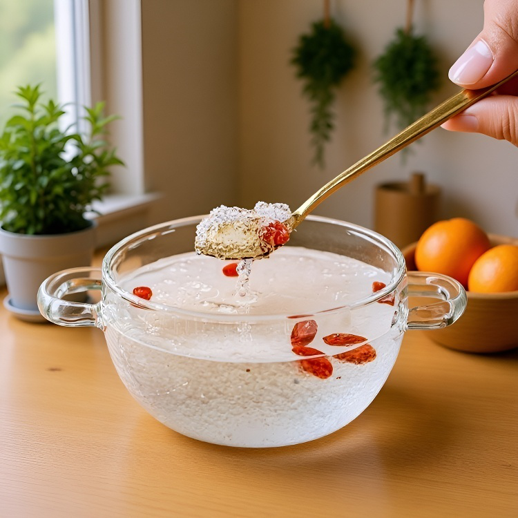Household high temperature resistant glass soup pot double ear soup steamed egg pot high borosilicat