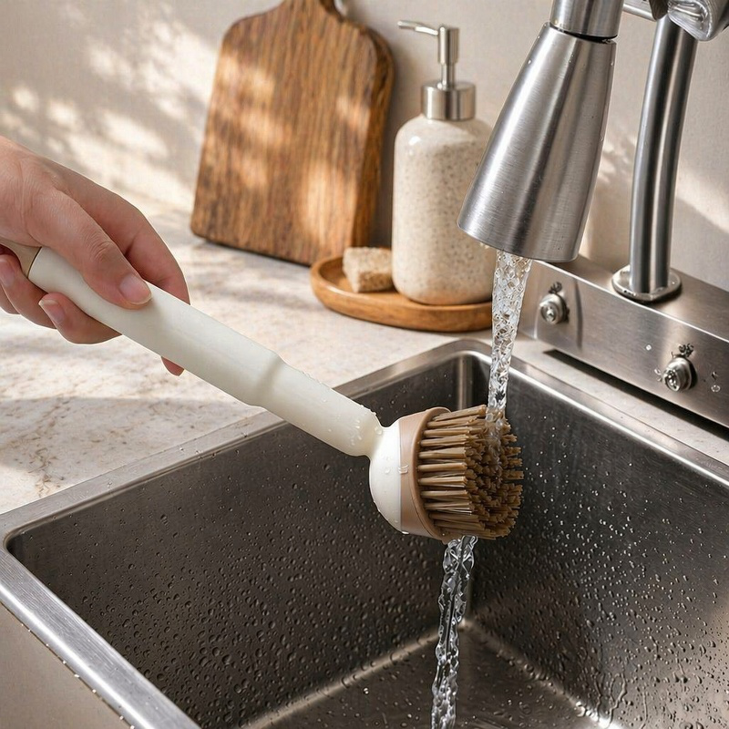 Cepillo ergonómico para limpieza profunda de utensilios de cocina