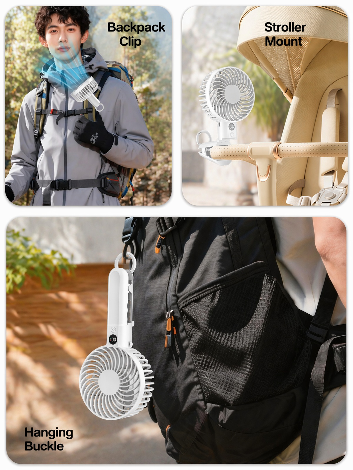 User holding the smart digital mini fan