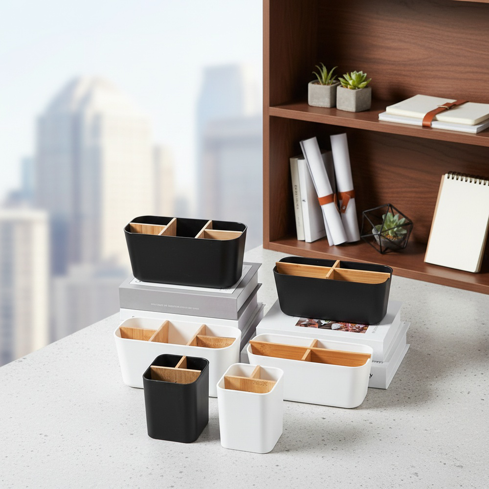Bambus und Holz Schreibtisch Organizer mit mehreren Fächern