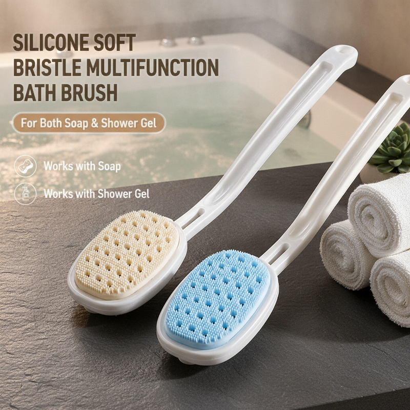 Multifunctional silicone soft bristle bath brush