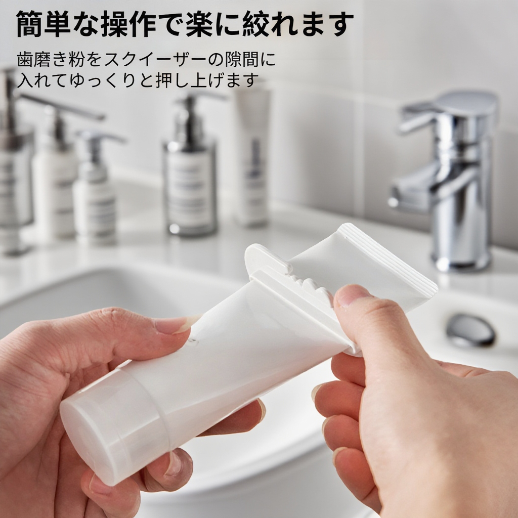 歯磨き粉チューブをしっかり絞れる便利グッズ