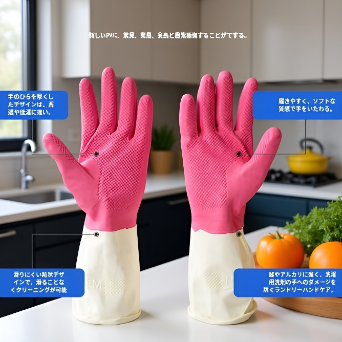 キッチン用シリコンゴム手袋 家庭用食器洗い手袋
