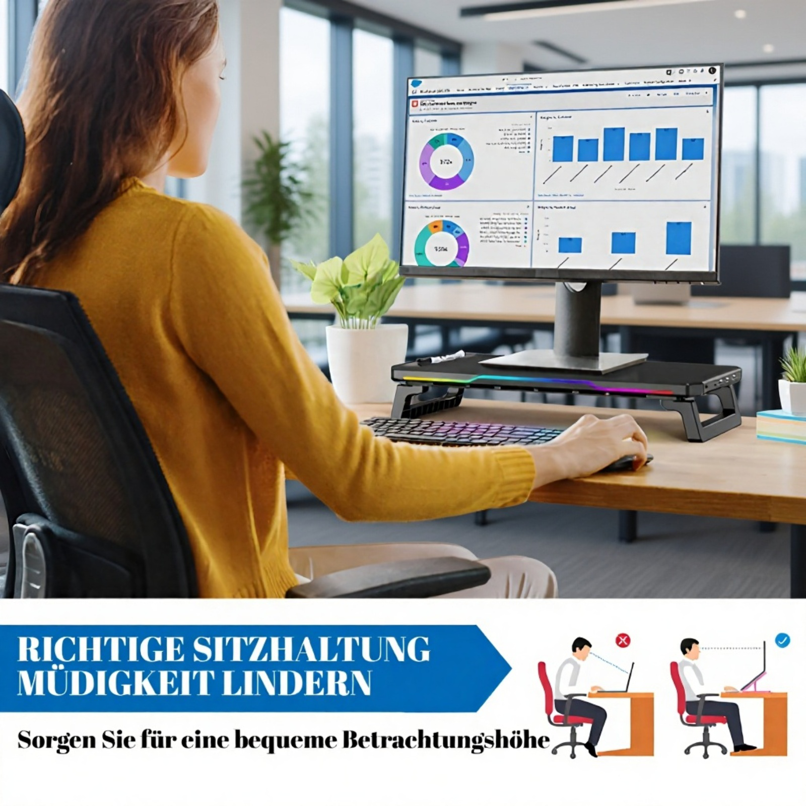 Cooler Computer-Erhöhungsständer, Erweiterungsdock, Desktop-Speicherregal, faltbares, leuchtendes Di