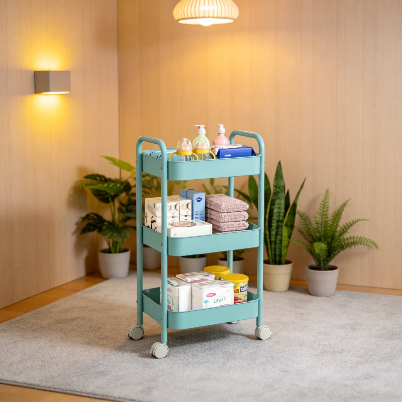 Carro organizador de baño sin perforación de acero al carbono