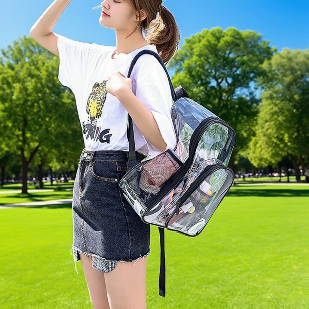  Velkokapacitní průhledný vodotěsný batoh z ekologického PVC