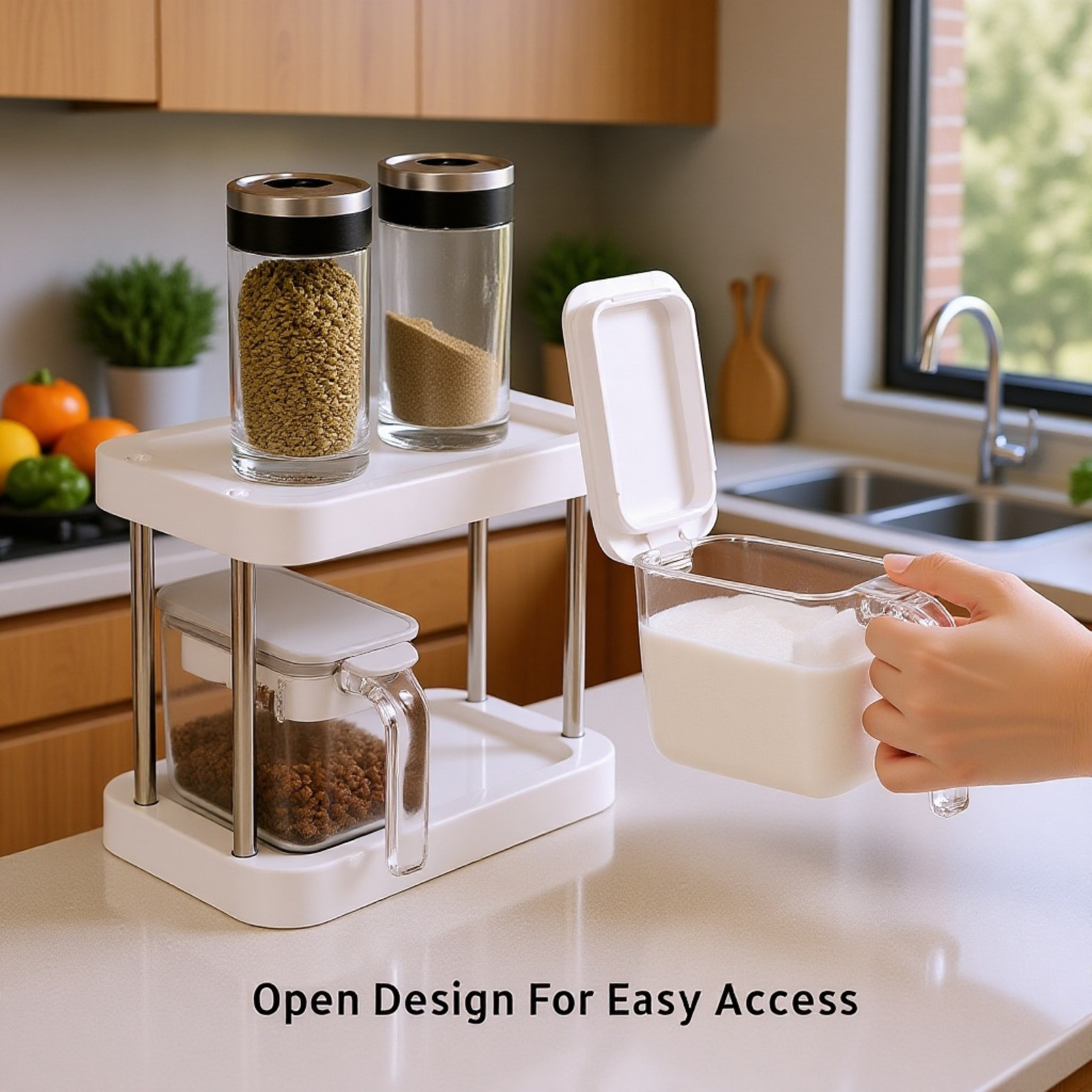 Transparent Spice Jar Organizer for Kitchen Seasonings