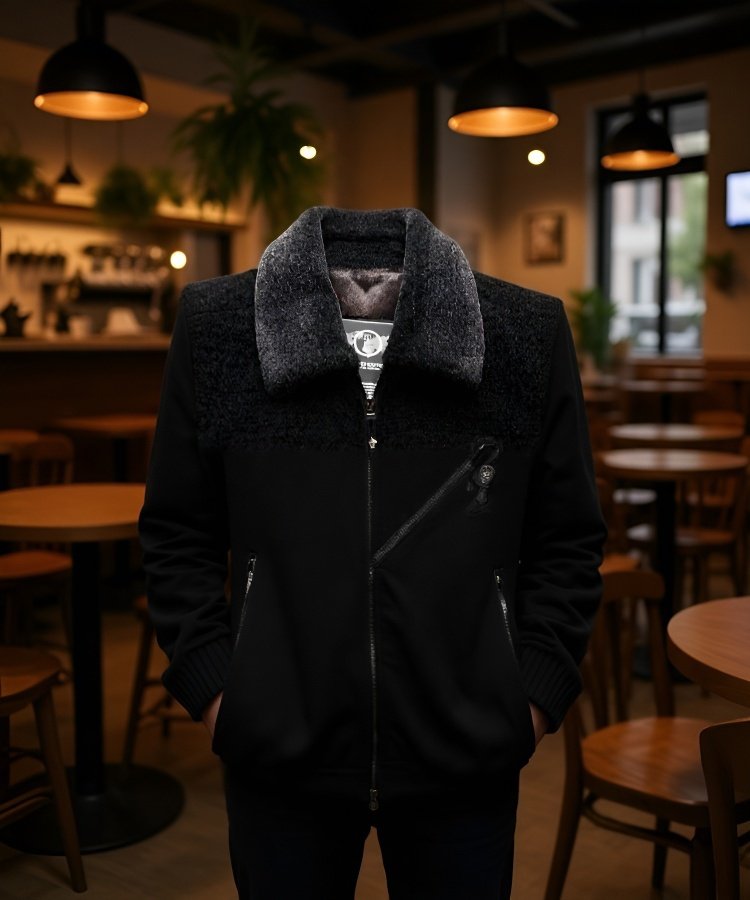  冬用中年男性用裏起毛厚手シェニールジャケット