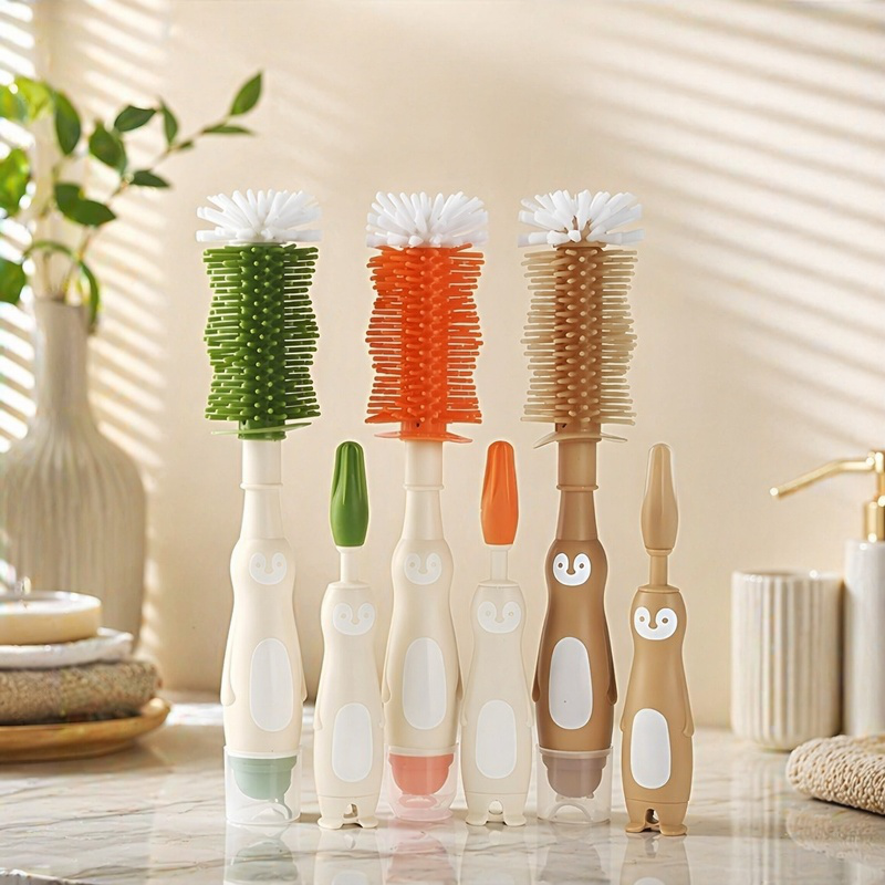 New Liquid Storage Bottle Brush – Gap Cleaning Long Handle Silicone & Nylon Brush Set