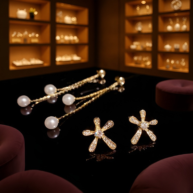 Luxuriöse Blumen-Ohrringe mit Quasten, doppelt tragbar, exklusives Design