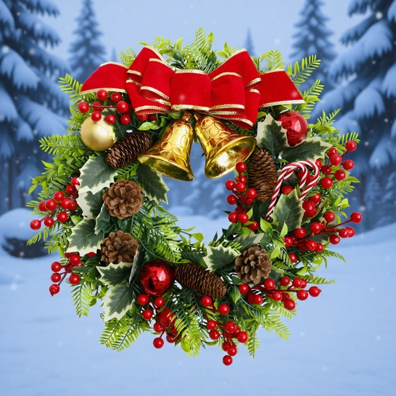 特大クリスマスリースリボン鈴飾り