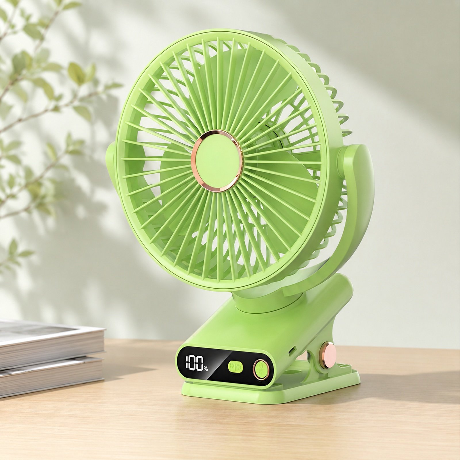 Ventilateur de bureau à pince, oscillant automatique