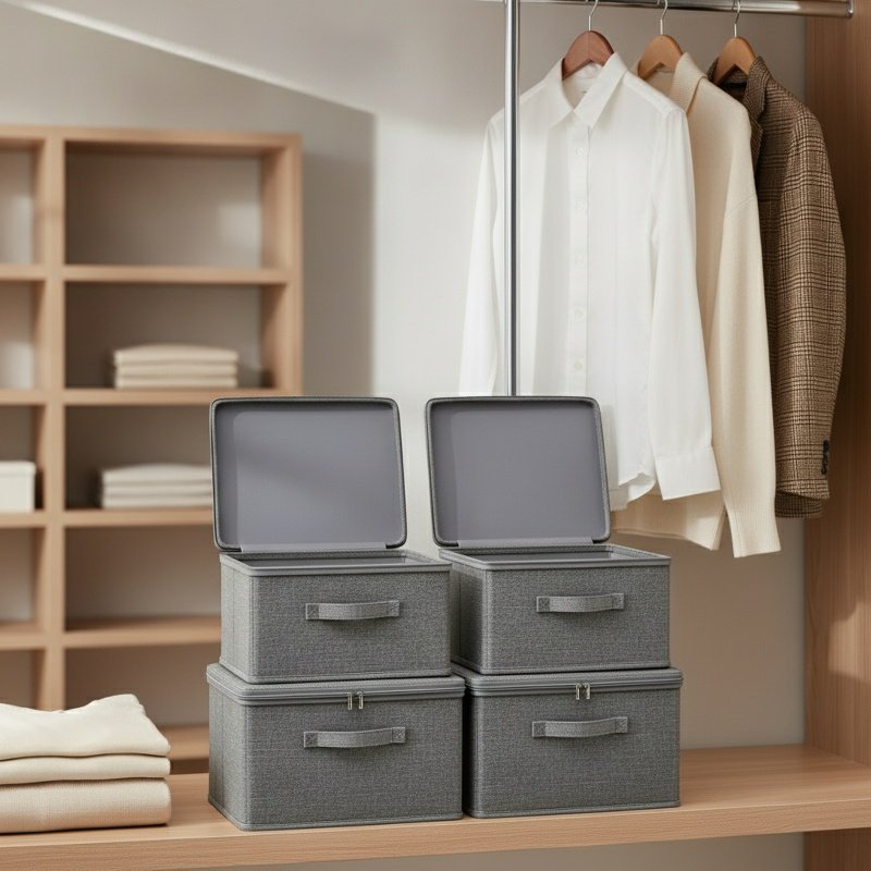 Cationic flip-top storage box for clothes, home textiles, large capacity, soft lid, wardrobe, layere
