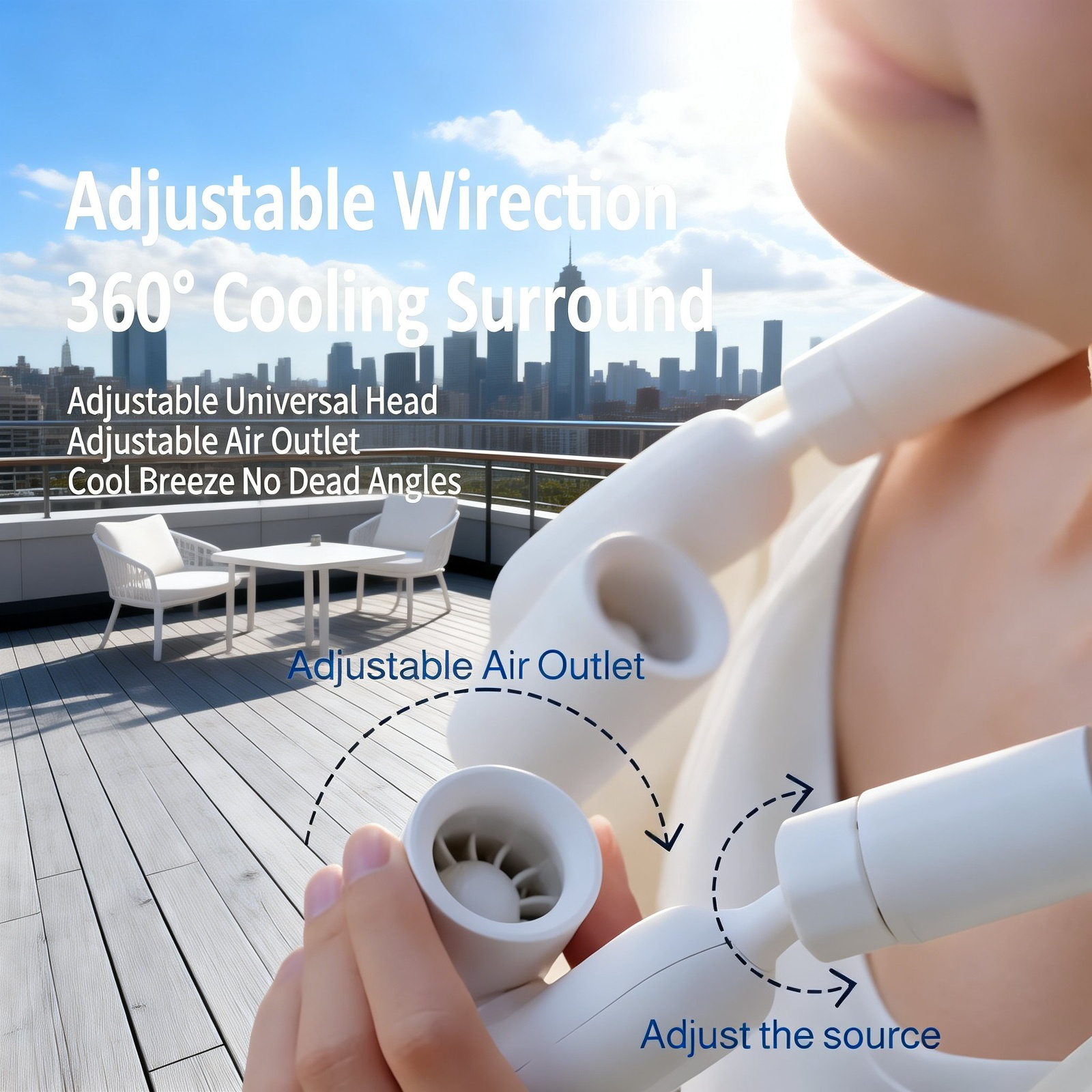 Portable Cooling Neck Fan, USB Rechargeable, Outdoor Sports Lazy Mini Fan