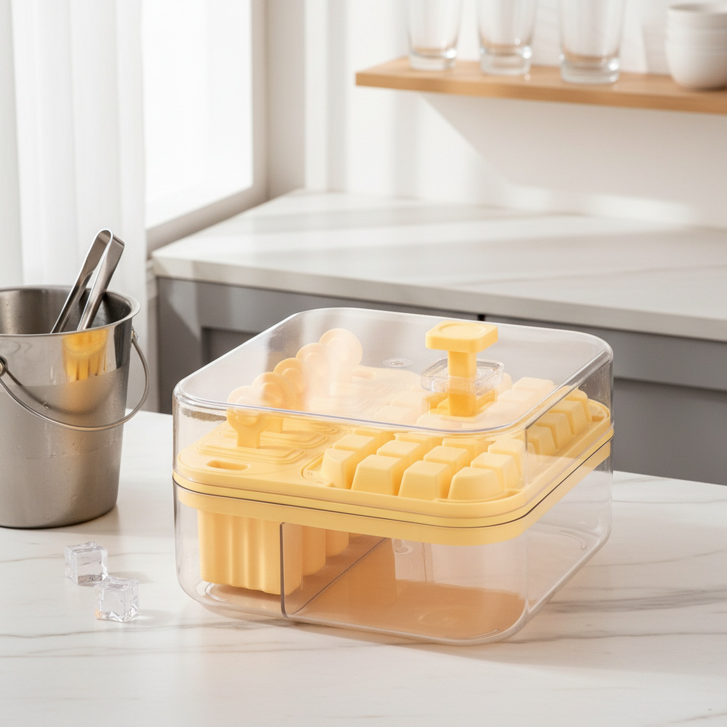 2-in-1 ice cube mold, ice tray, ice maker with lid, perfect for freezing baby food.